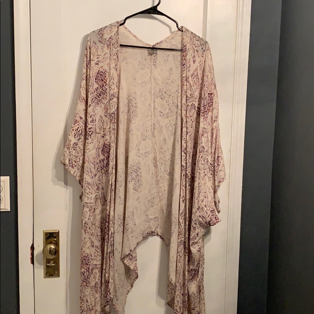 Cream & purple shawl / cardigan by Ecote OS - NWOT
